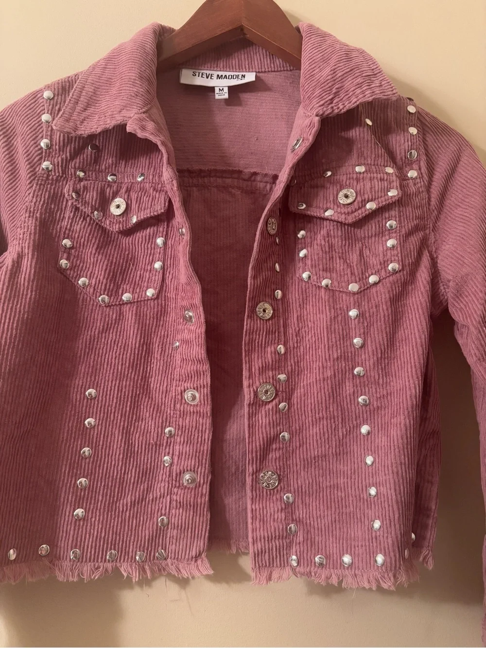 Steve Madden Dusty Rose Studded Corduroy Crop Jacket Girls Size 10/12